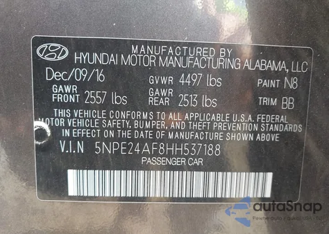 2017 Hyundai Sonata from USA, damaged, VIN 5NPE24AF8HH537188